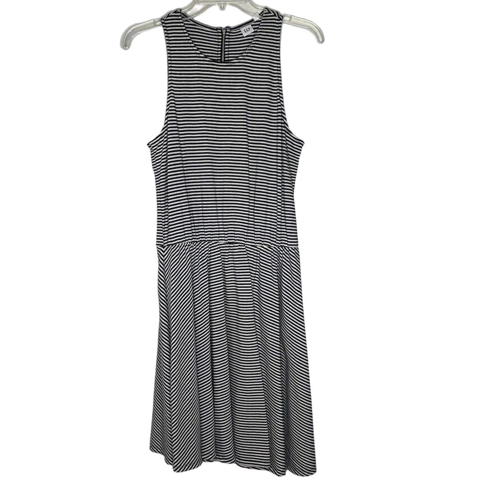 Gap Women's Striped Sleeveless Black and White Tank Dress Size M NEW